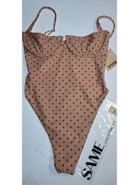 SAME Los Angeles Polka Dot One Piece Swimsuit Underwire Pink Blush Small NWT